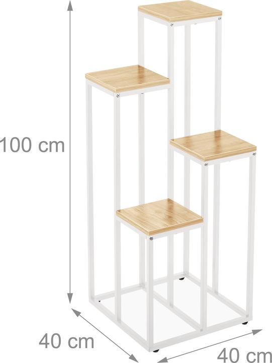 Actual product image Relaxdays Plant stand with 4 shelves 80 x 40 cm, Nature/White