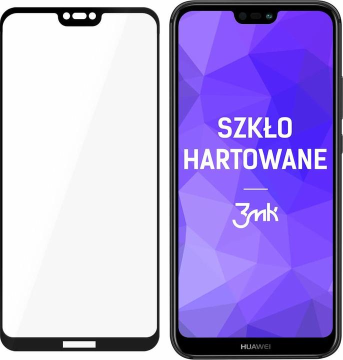 Produktbild 3MK HardGlass Max Lite Displayschutzfolie, Huawei, P20 Lite, gehärtetes Glas, klar/schwarz (1 Stück, Huawei P20 Lite)