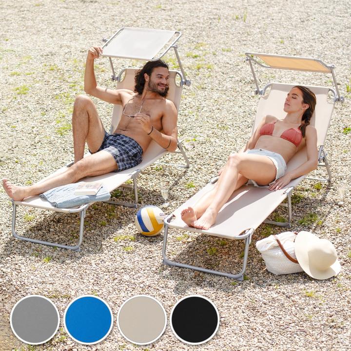 Actual product image tectake Sun lounger with sun shade (190 cm)