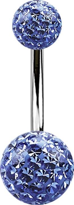 Produktbild Star Piercing Banane silber mit zwei Kristall Kugeln hellblau Epoxy Schutzschicht (Titan G23, ohne Messing)