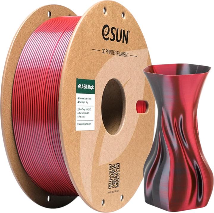 eSUN EPLA-SILK MAGIC 1,75mm BLACK RED 1kg (PLA, 1.75 mm, 1000 g, Mehrfarbig)