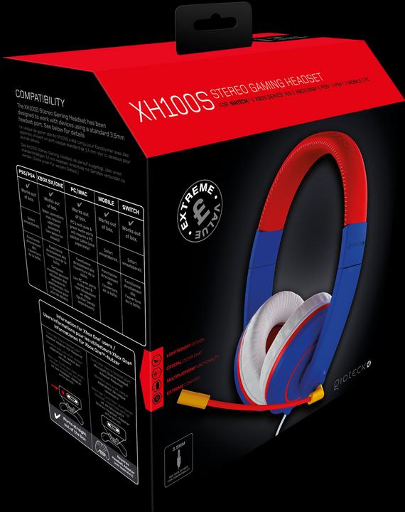 Actual product image Gioteck XH-100S Wired Stereo Headset (Blue/Red) (Cable)