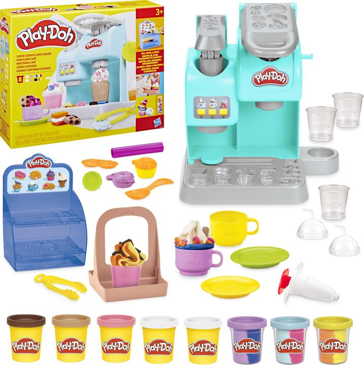Productafbeelding Play-Doh Kitchen Creations Kneedplezier Café, Café speelset met 20 accessoires en 8 blikken