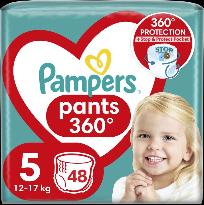 Pampers Pantaloni Pannolini, taglia 5, 48 pannolini, 12kg-17kg (Dimensione 5, Pacco trasportabile, 48 Pezzo/i)