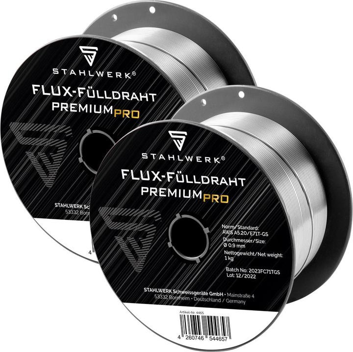 Produktbild Stahlwerk Schweissdraht MIG MAG Premium Fülldraht E71T-GS Ø 0,9 mm 0,9 kg 2er Set