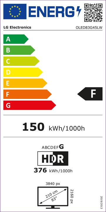 Energie-Label LG OLED83G45LW.AEK (83", G4, OLED, 4K, 2024)