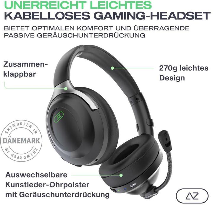 Produktbild AceZone A-Spire kabelloses Gaming-Headset schwarz (Kabellos, Kabelgebunden)