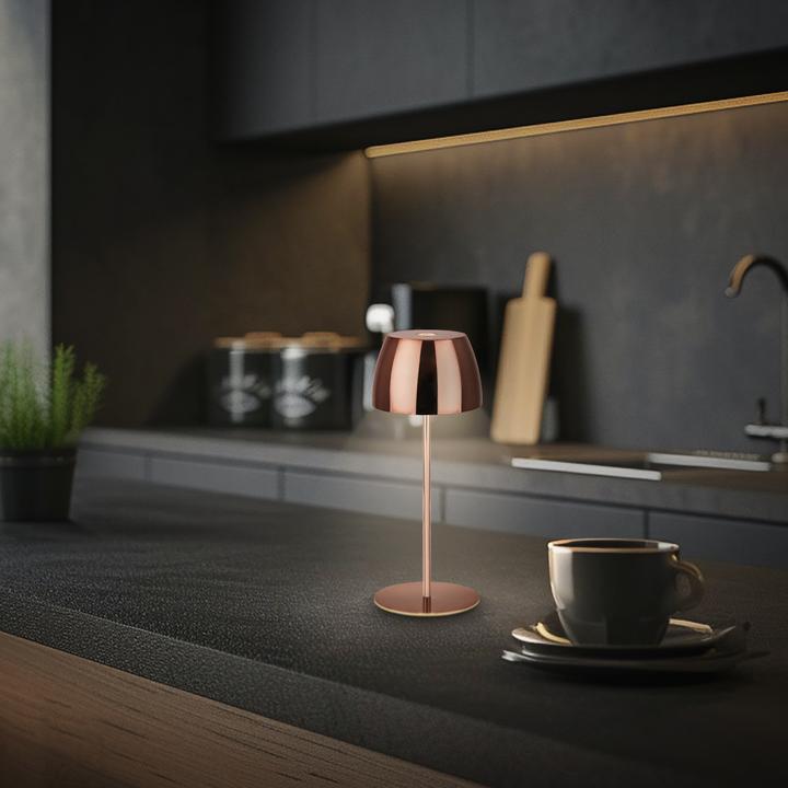 Produktbild Briloner Akku LED Tischleuchte - Mini, Touch, Kupfer glänzend (150 lm)