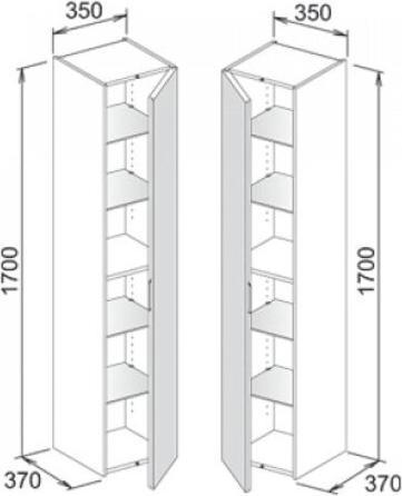 Produktbild Keuco Hochschrank EDITION 11 350x1700x370mm Ans re we sdm