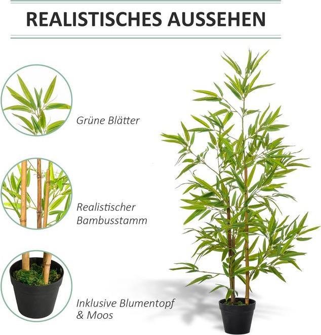 Actual product image Swisshandel24 Artificial Bamboo Artificial Plant Decoration Artificial Tree Decoration 120cm (120 cm)