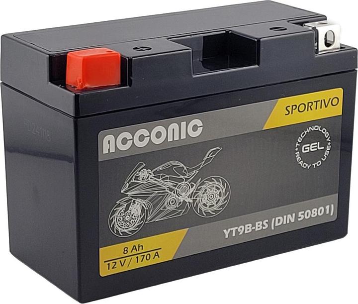 Actual product image Acconic Sportivo GEL YT9B-BS Motorradbatterie 8 Ah 12V (DIN 50810) (12 V, 8 Ah)
