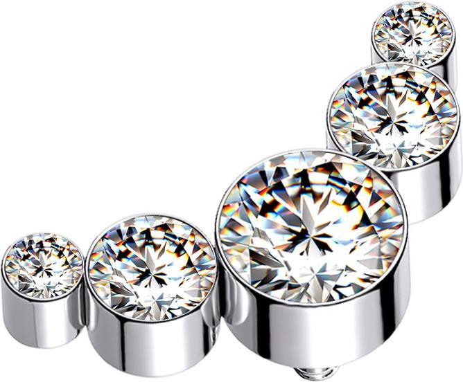 Immagine prodotto Star Piercing Ancora dermica argento cinque cristalli argento (senza ottone, Acciaio chirurgico 316L)
