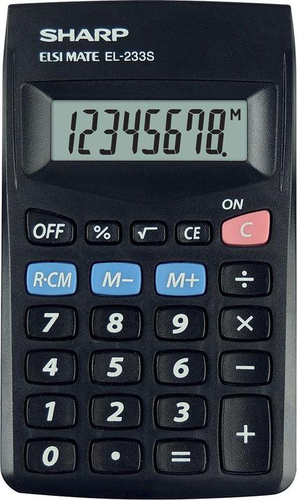 Immagine prodotto Sharp EL-233S, tascabile, Basic, 8 cifre, 1 riga, batteria, nero (Batterie)