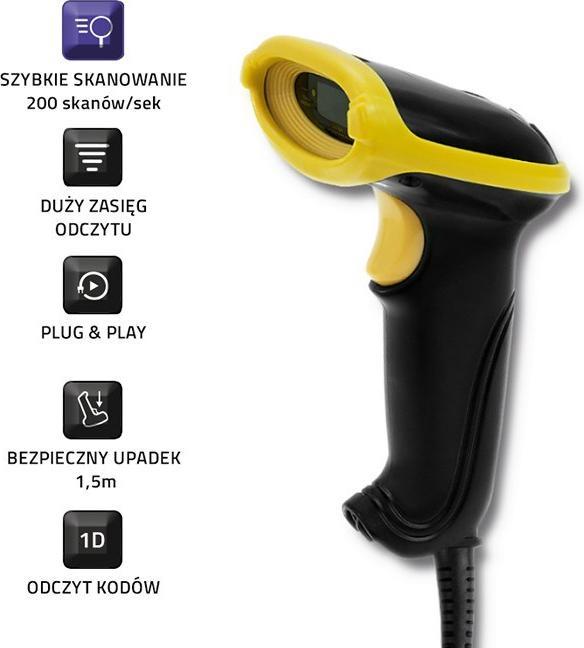 Produktbild Qoltec 50860 Barcodeleser Tragbares Barcodelesegerät 1D Laser (1D-Barcodes)