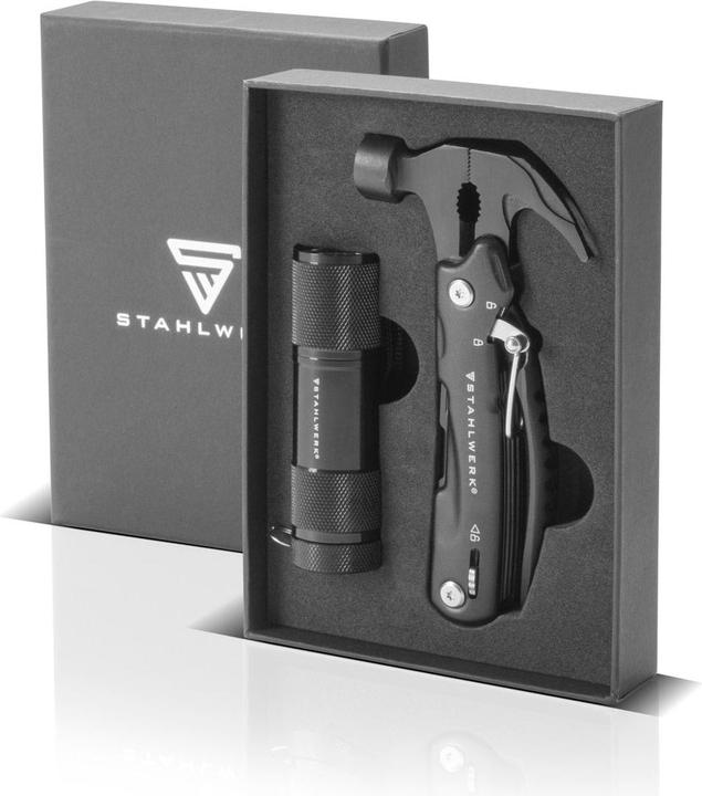 Immagine prodotto Stahlwerk Multitool 12 strumenti Coltello tascabile Strumento multifunzione Torcia elettrica (12 Funzioni)