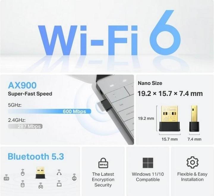 Produktbild TP-Link AX900 NANO WI-FI 6 BT 5.3 USB (USB)
