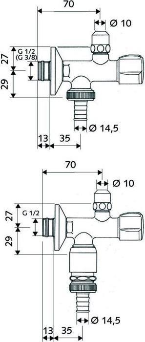 Image du produit Schell Robinet d'angle à double raccordement COMFORT chromé 3/8pouce