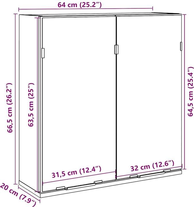 Produktbild VidaXL Bad-Spiegelschrank Artisan-Eiche 64x20x66,5 cm Holzwerkstoff