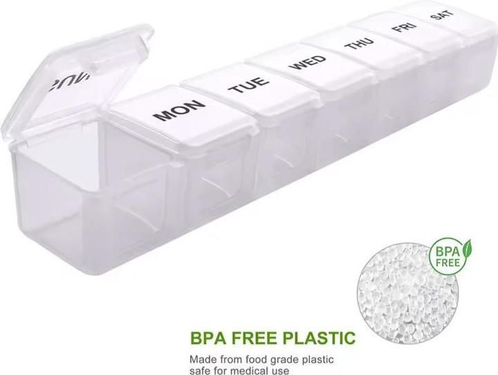 Actual product image Cbx Pill box 7 days, pill box for one week with large capacity, transparent
