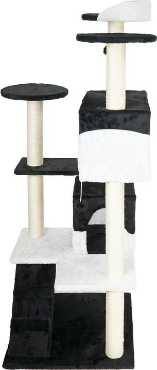 Actual product image Wiltec Cat Tree Black-white 130cm Scratching Post Climbing Tree Cats Play (130 cm, Black, White)