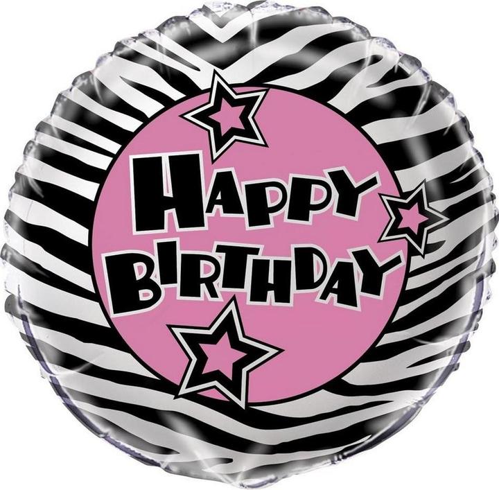 Actual product image Spot on Gifts Zebra Print Happy Birthday Foil Balloon (1 x)