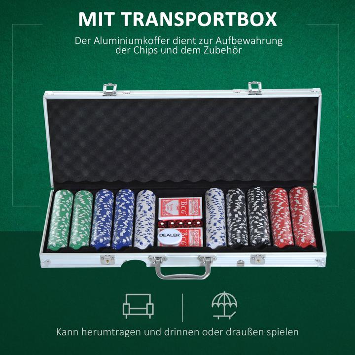 Image du produit Homcom Mallette de poker incluant un set de poker (Anglais, Allemand, Français, Italien)