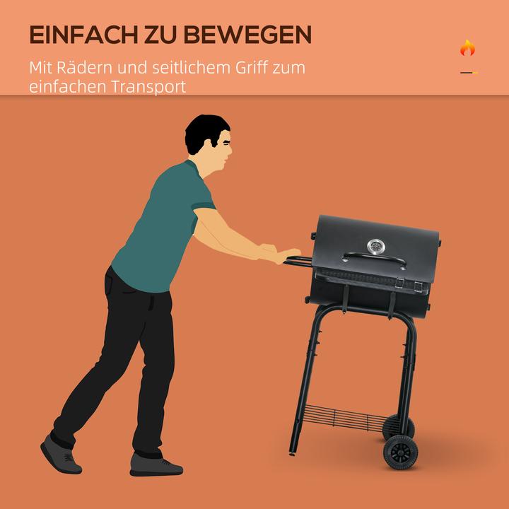 Produktbild Outsunny BBQ Grill mit Deckel und Regale (35 cm)