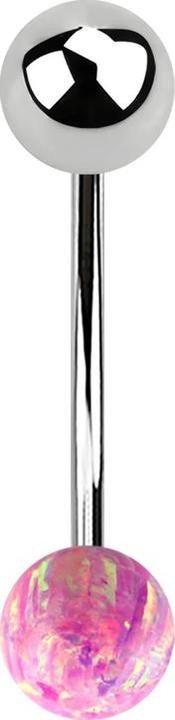Image du produit Star Piercing Micro banane argentée avec boule et boule opale rose (sans laiton, Acier chirurgical 316L)