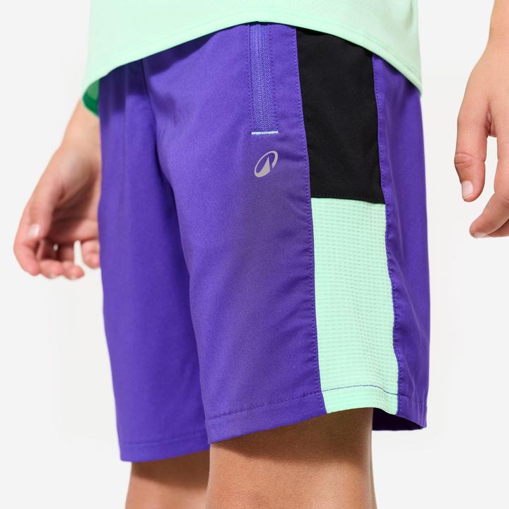 Actual product image Decathlon Shorts Sporthose Kinder atmungsaktiv - lila/neongrün (12, 13, 14)