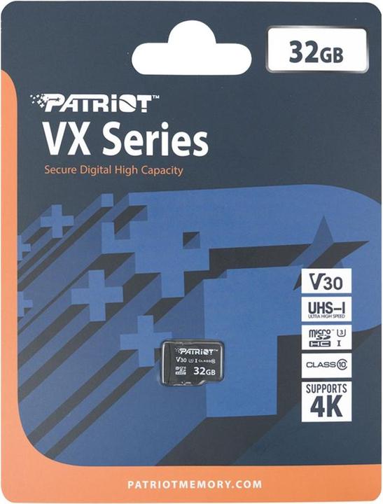 Productafbeelding Patriot SD-kaart 32GB VX-serie MicroSDHC V30 PS1679 (32 GB, microSDHC, U3, UHS-I)