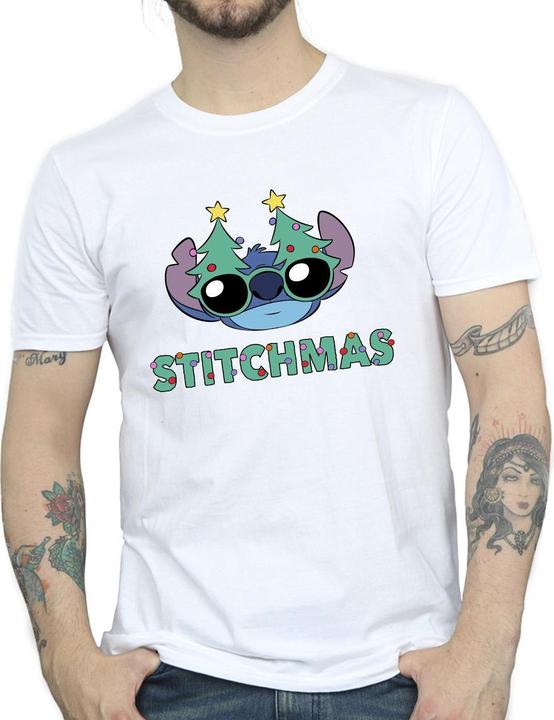 Actual product image Disney Mens Lilo & Stitch Stitchmas Glasses T-Shirt (3XL)