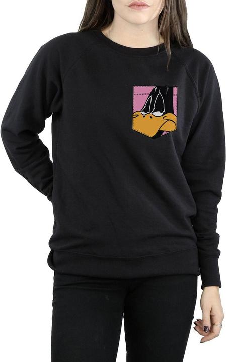 Produktbild Looney Tunes Daffy Duck Face Faux Pocket Sweatshirt (S)