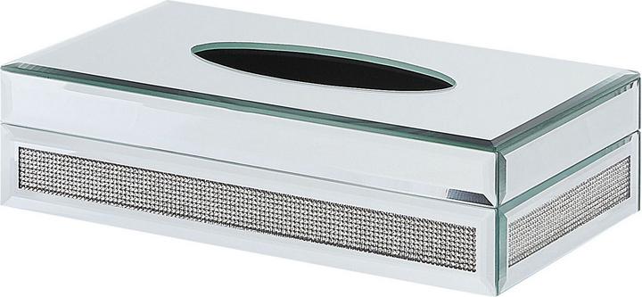 Actual product image Beliani Tissue box holder mirror optic silver 25 x 15 cm CHARLY