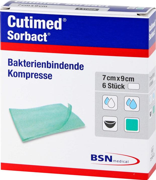 Actual product image BSN Cutimed Sorbact Compresses 7x9cm, 6 pcs COM