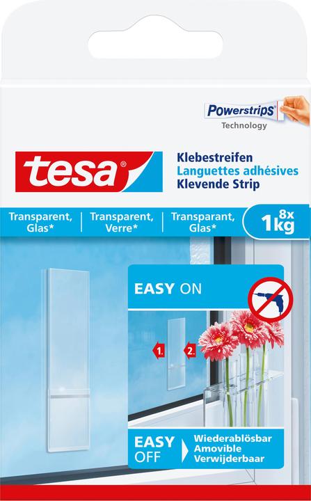 Actual product image tesa Powerstrips für Glas, transparente Klebestreifen