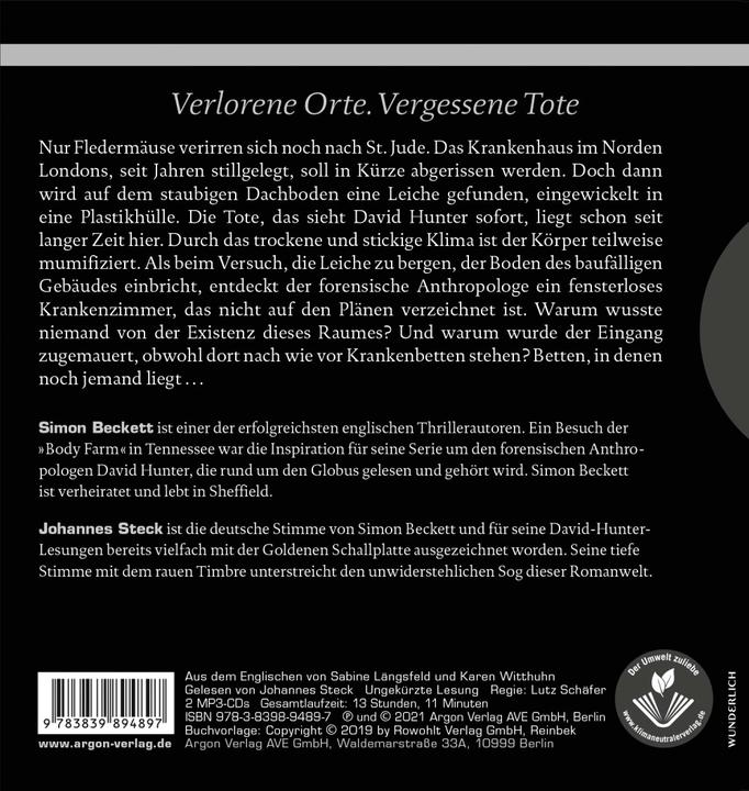 Produktbild Die ewigen Toten (Simon Beckett, Karen Witthuhn, Johannes Steck, Sabine Längsfeld, Deutsch)