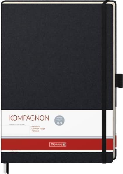 Actual product image Notebook KOMPAGNON A4 blank, black hardcover 192 pages (A4, Lined, Hardcover)