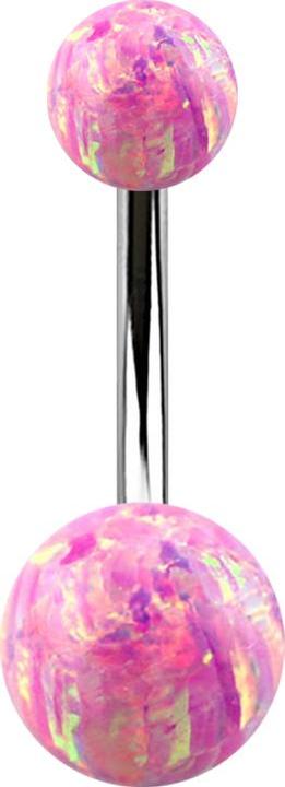Produktbild Star Piercing Banane silber mit zwei Kugeln Opal pink (Chirurgenstahl 316L)