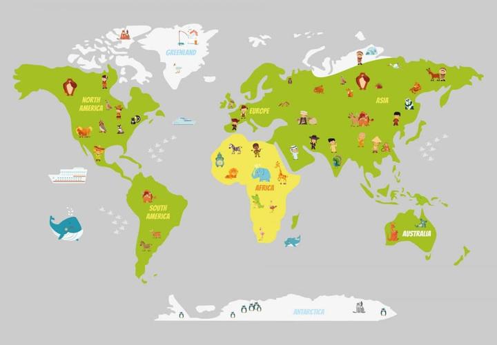 Immagine prodotto Trenddeko Mappa del mondo divertente per bambini (180 x 114 cm)