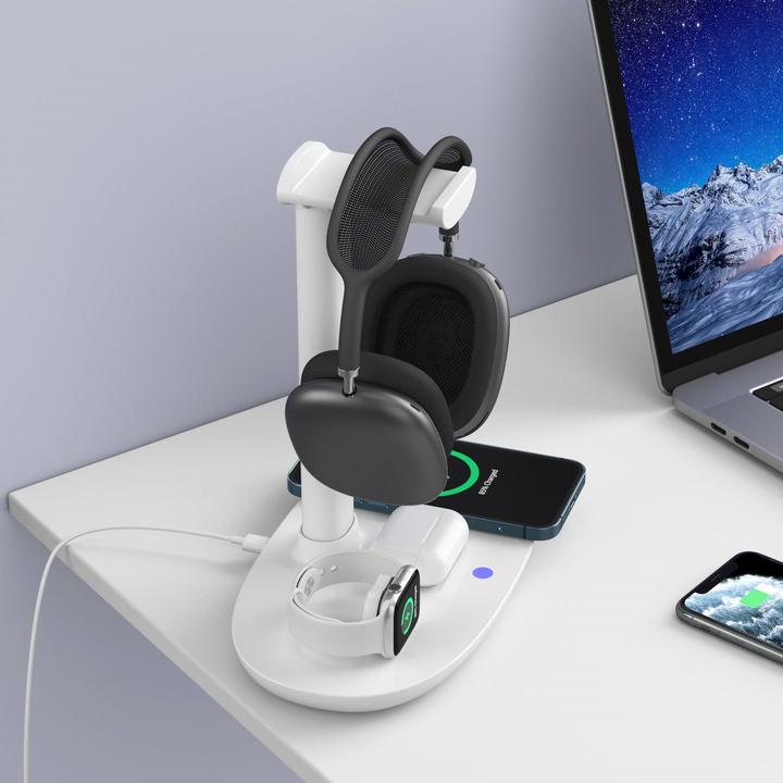Image du produit PhoneLook Station de charge 4 en 1 moderne 30W sans fil avec support casque pour AirPods Max, iPhone, Apple Wa (15 W)