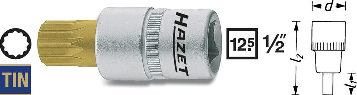 Produktbild HAZET Schraubendreher-Steckschlüsseleinsatz 990-6 ∙ Vierkant12,5 mm (1/2 Zoll) ∙ Innen Vielzahn Pro…