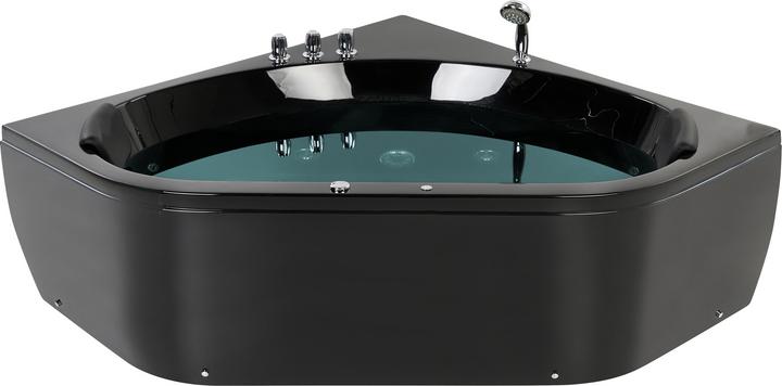 Produktbild Beliani Whirlpool Badewanne schwarz Eckmodell mit LED 140 x 140 cm MEVES (300 l, 140 cm)