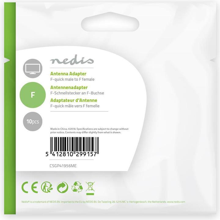 Actual product image Nedis Adapter Satelite and aerial to F plug - F he (Antenna cable)
