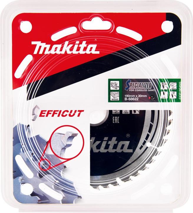 Image du produit Makita CCF19045G Lame de scie circulaire SPECIALIZED EFFICUT 190 x 30 x 1,0 mm - 45 dents, pour bois