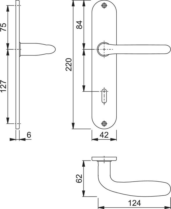 Produktbild Hoppe Langschildgarnitur Cardiff E1850Z/302 Edelstahl F69 OB 72 mm DIN links / rechts (Türgriff)