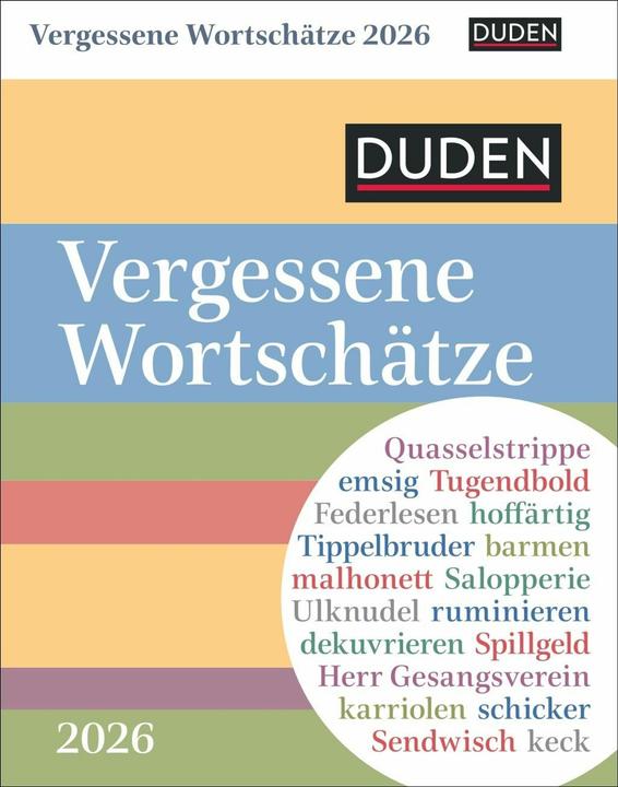 Etichetta energetica Harenberg Duden Vergessene Wortschätze Tagesabreisskalender 2026 (11 x 14 cm, Tedesco)