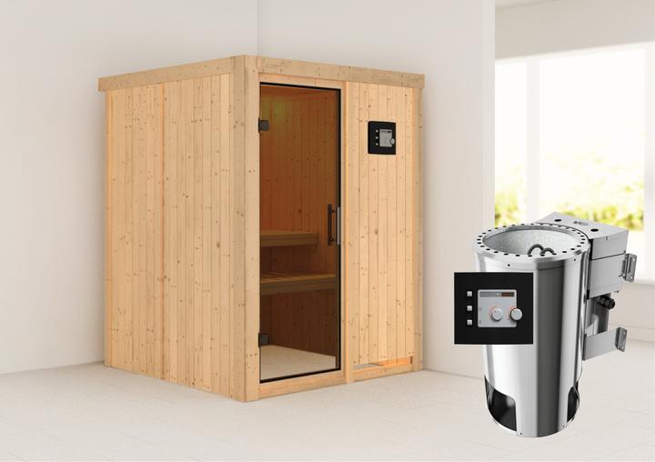 Actual product image Karibu Minja without roof rim (Plug & Play 3,6 KW - Bio external control)