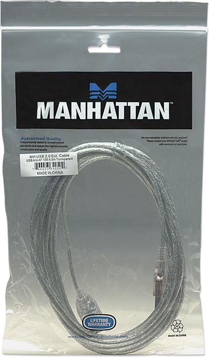 Produktbild Manhattan Hi-Speed USB 2.0 Verlängerungskabel, USB 2.0, Typ A Stecker - Typ A Buchse (4.50 m, USB 2.0)