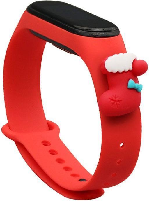 Actual product image Hurtel Strap Xmas Wristband for Xiaomi Mi Band 4 / Mi Band 3 Christmas Silicone Strap Bracelet Red (Sock) (Mi Volume 3)