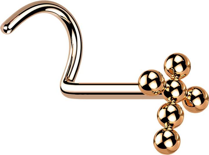 Actual product image Star Piercing Nasenstecker gebogen rosegold Kreuz Kugeln (without brass, Titanium G23)